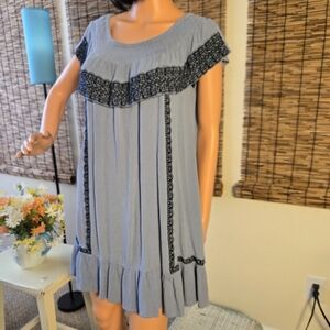 Body Glove Off Shoulder Gauze Dress with Lacy Trim